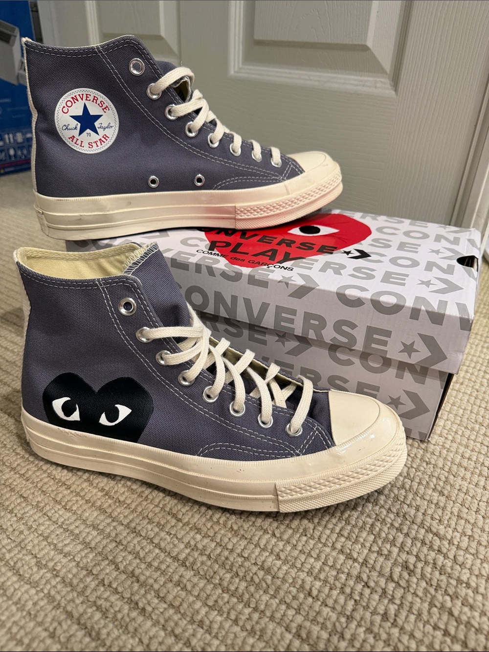 Converse Chuck Taylor High Top Sneakers in Navy with Cream Accents